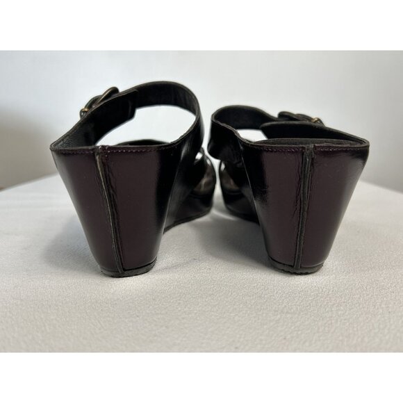 Donald J Pliner Gin Metallic Slip On Wedge Sandals in Vino - Sz 9.5 - Picture 4 of 10